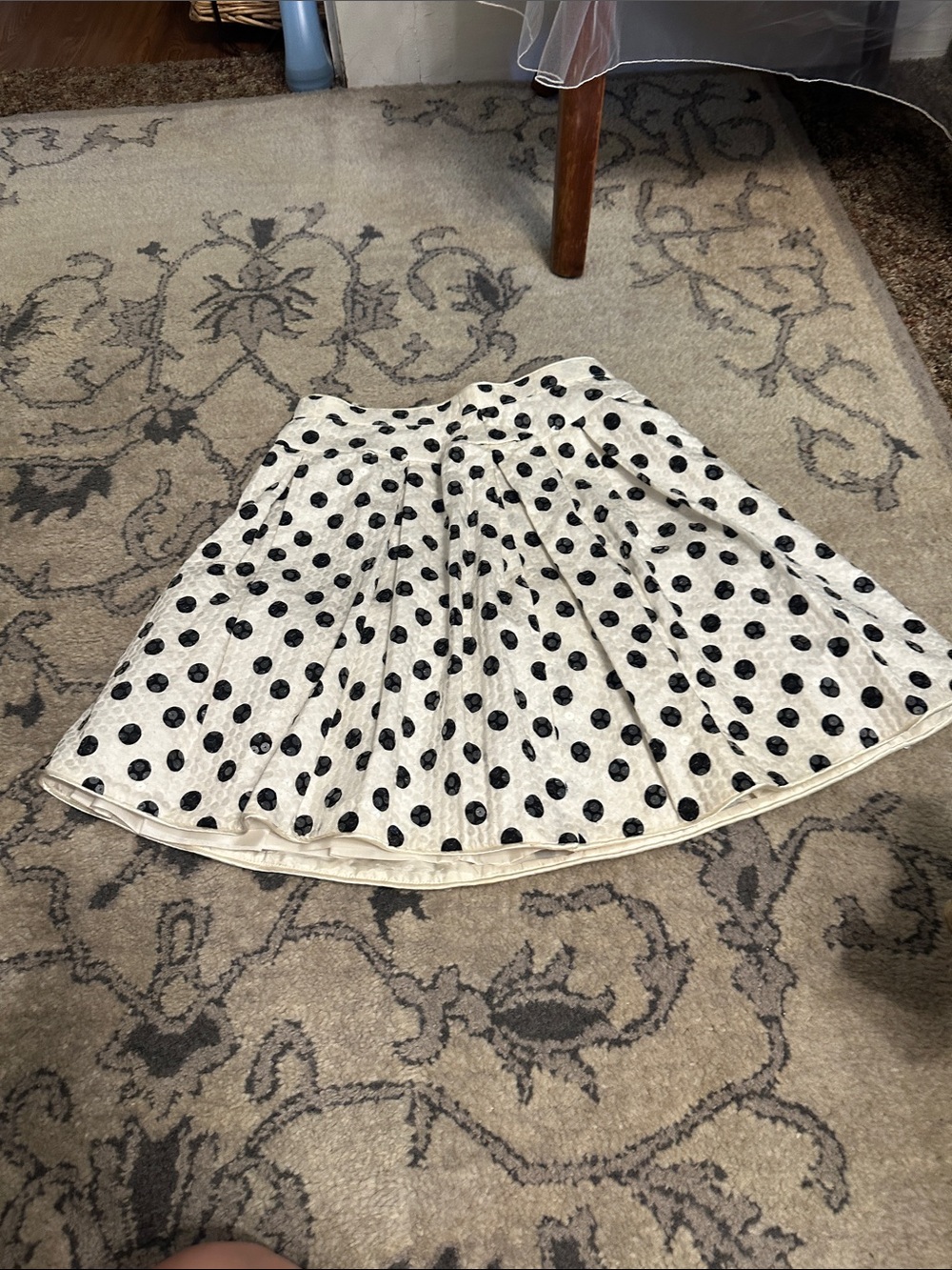 Women’s Polka Dot Midi Skirt - White with Black Dots
